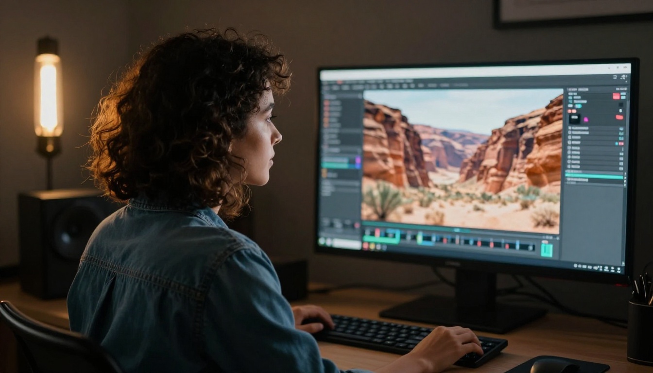 Editor reviewing footage in a color suite