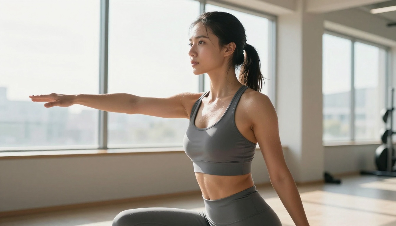 Athletic portrait in soft morning gym light