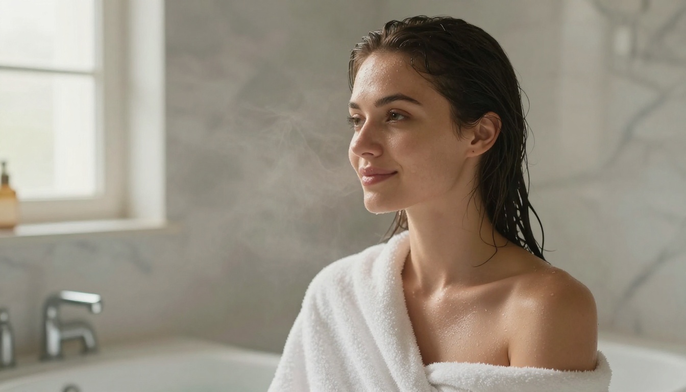 Spa portrait wrapped in a white towel