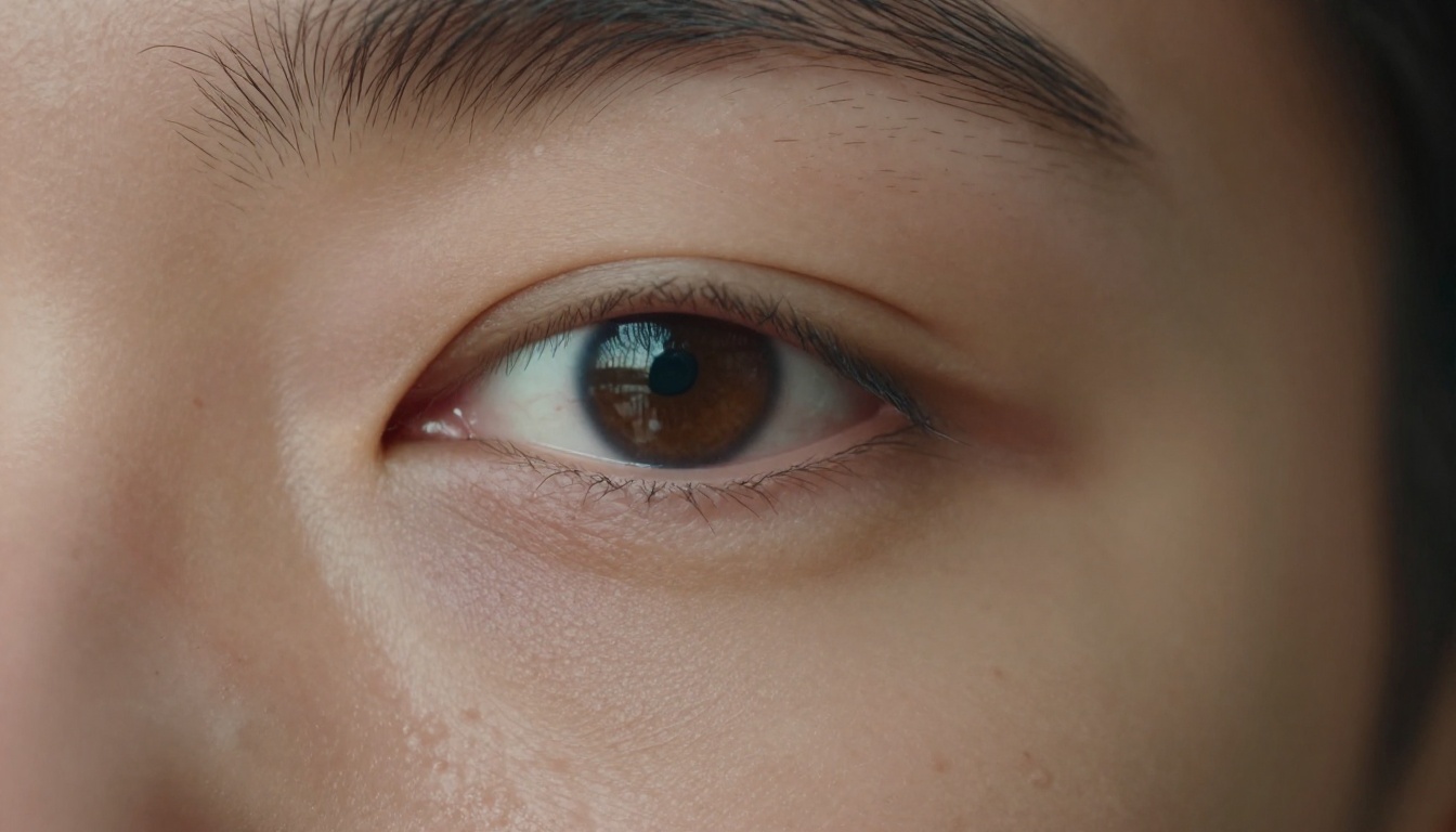 Extreme macro close-up of a human face showing realistic skin pores, fine vellus hair and natural moisture demonstrating the photorealism in modern AI image generation