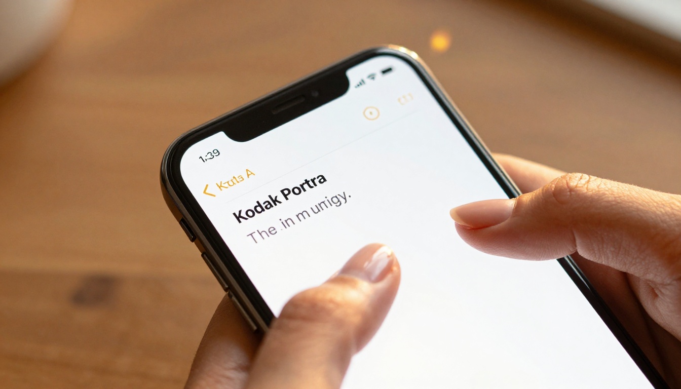 Aerial view of a woman's tanned hand holding a phone with an AI image generator prompt field visible on screen