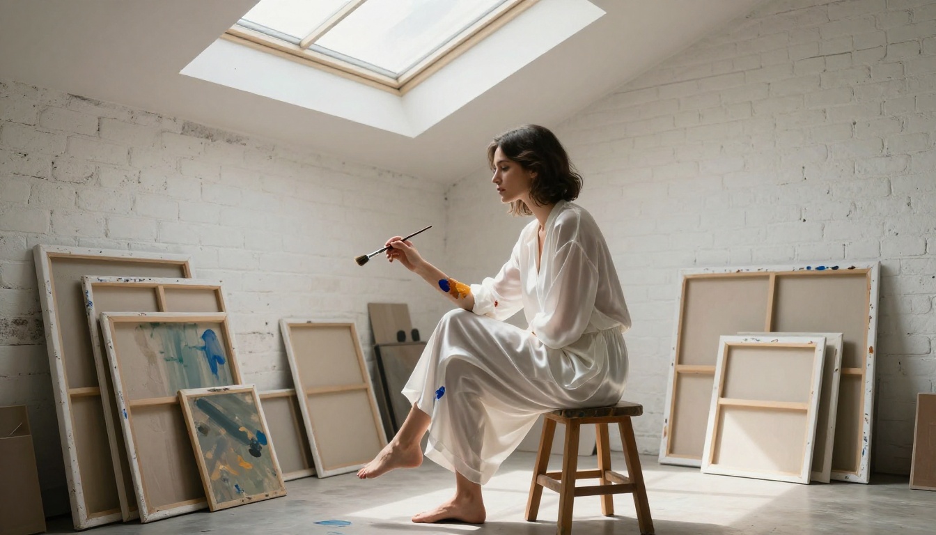 Art studio — creative workspace afternoon light Art studio — creative workspace afternoon light
