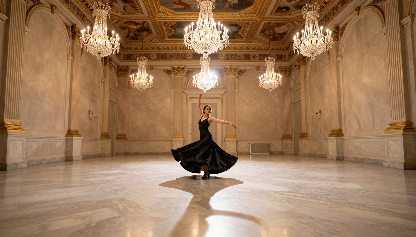 Venetian palazzo ballroom dance — marble and chandelier Venetian palazzo ballroom dance — marble and chandelier