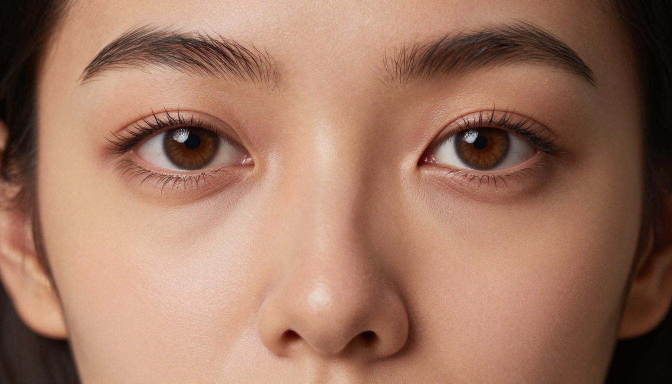 Extreme close-up beauty portrait, bronze skin with pore-level texture, hazel iris detail, rose-tinted lips