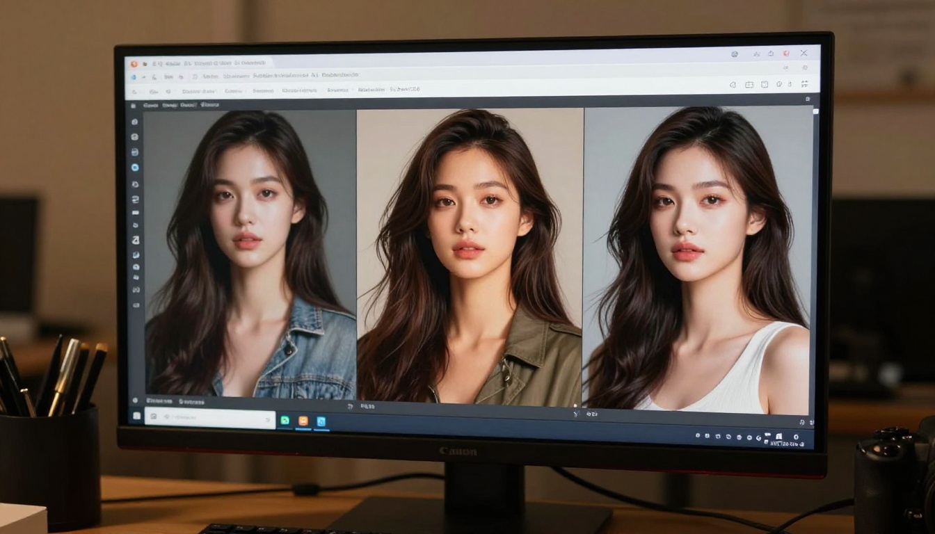 4K monitor displaying AI image generation platform results 4K monitor displaying AI image generation platform results