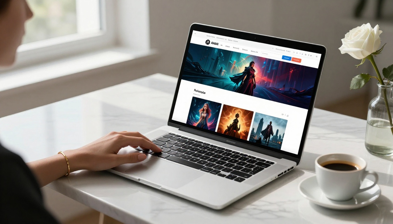 AI platform comparison on laptop in a minimalist marble workspace