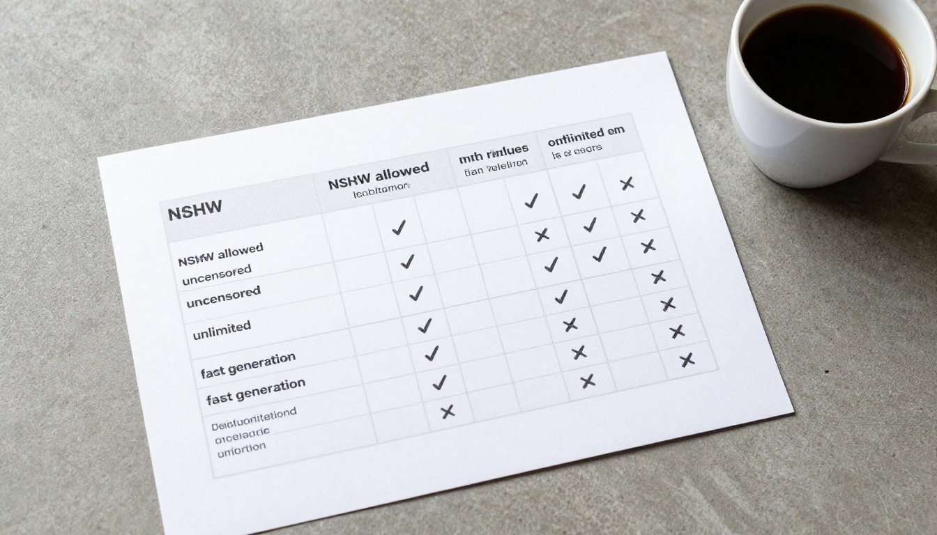 Physical comparison document printed on matte paper on a polished concrete desk