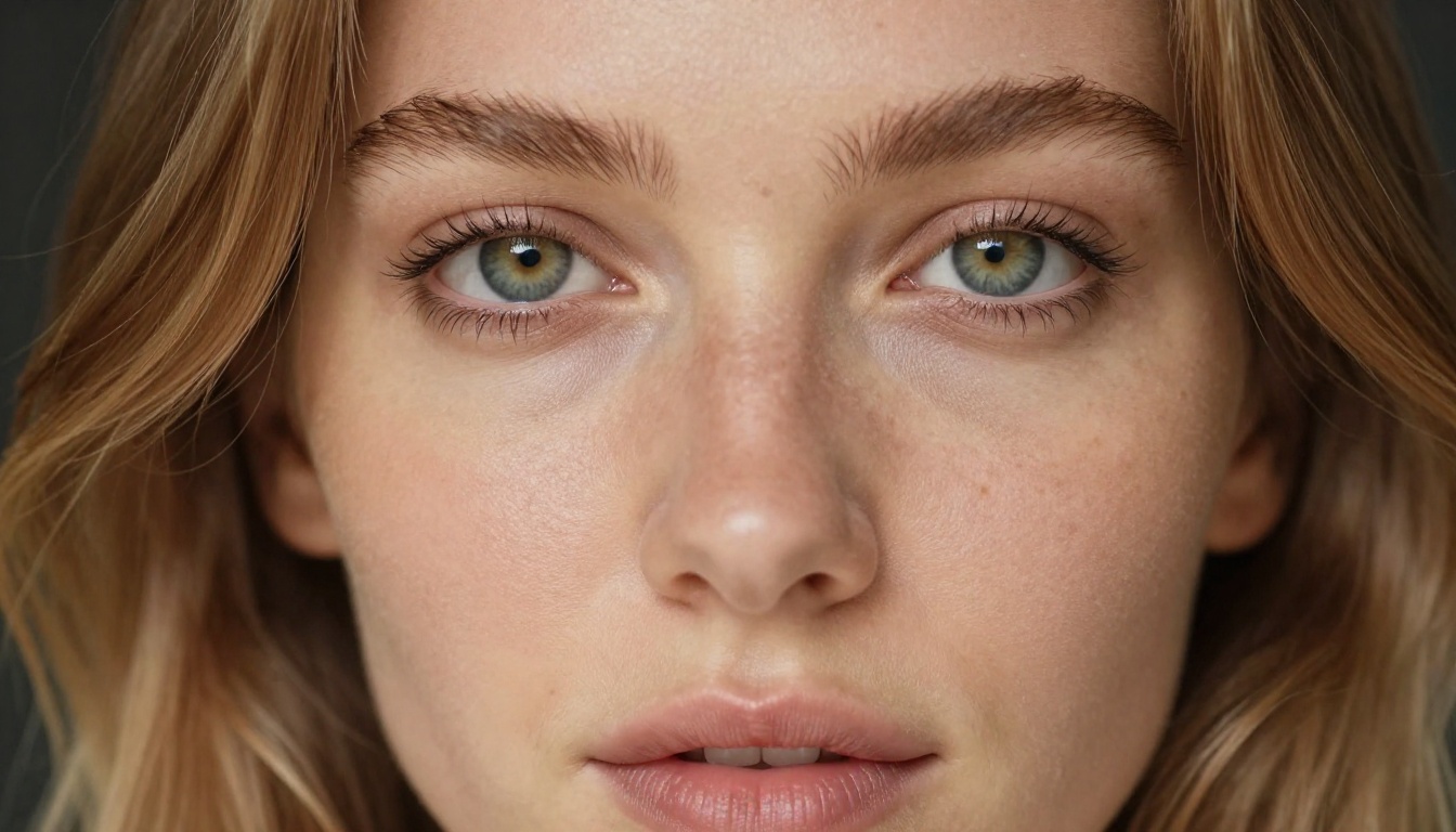 Hyper-detailed close-up portrait with extraordinary skin texture and green eyes showing what photorealistic NSFW AI can produce