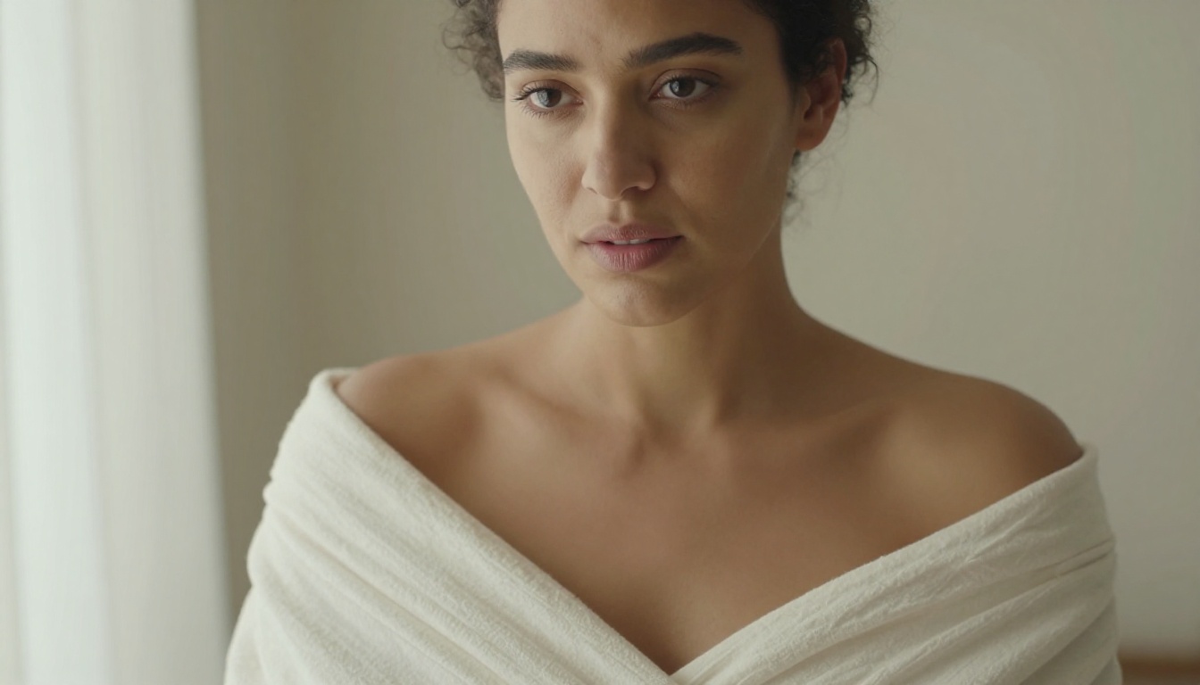 Close-up portrait of Mediterranean woman, natural beauty, soft window light, Canon EOS R3 135mm, 8K photorealistic Close-up portrait of Mediterranean woman, natural beauty, soft window light, Canon EOS R3 135mm, 8K photorealistic