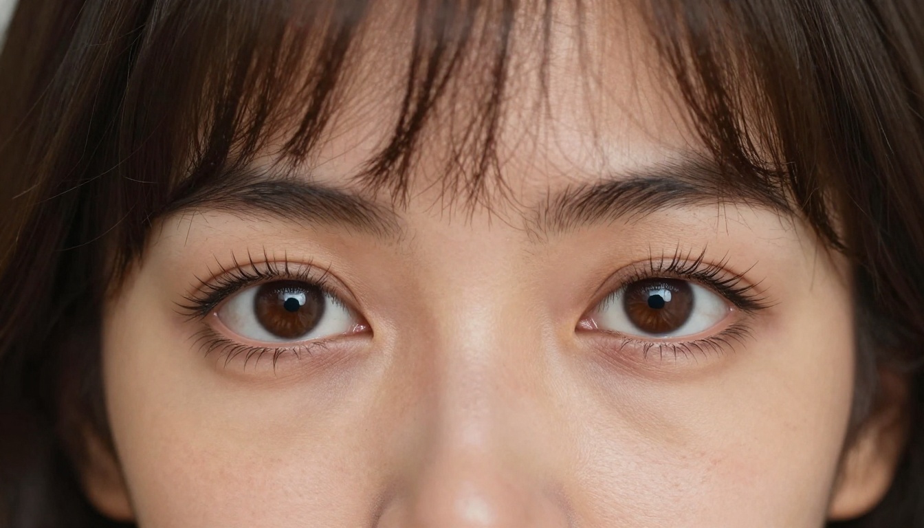 Close-up direct eye-contact portrait of woman with fierce confident expression 200mm telephoto extreme shallow depth of field individual lashes Close-up direct eye-contact portrait of woman with fierce confident expression 200mm telephoto extreme shallow depth of field individual lashes