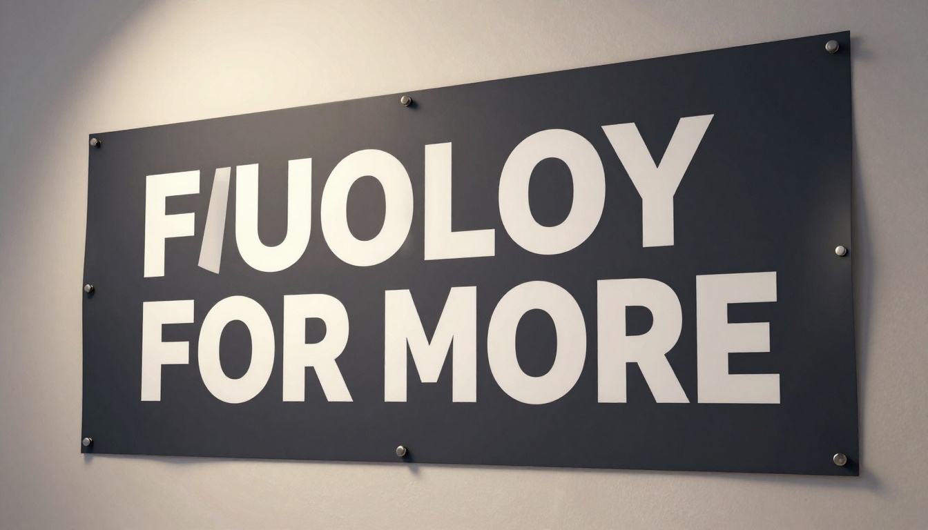 Clean social media banner with bold white sans-serif text on dark charcoal background, print mockup
