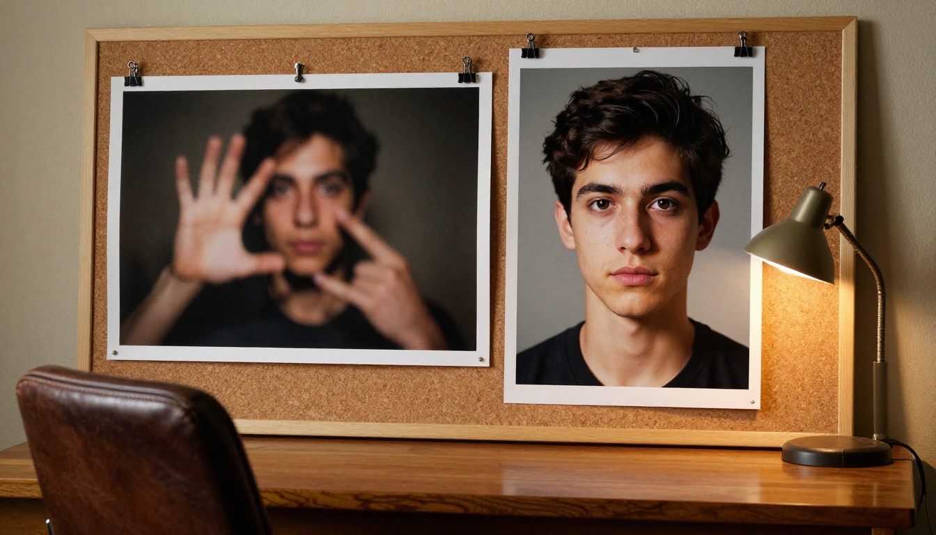 AI comparison of two portrait prints on a light table, one distorted, one flawless