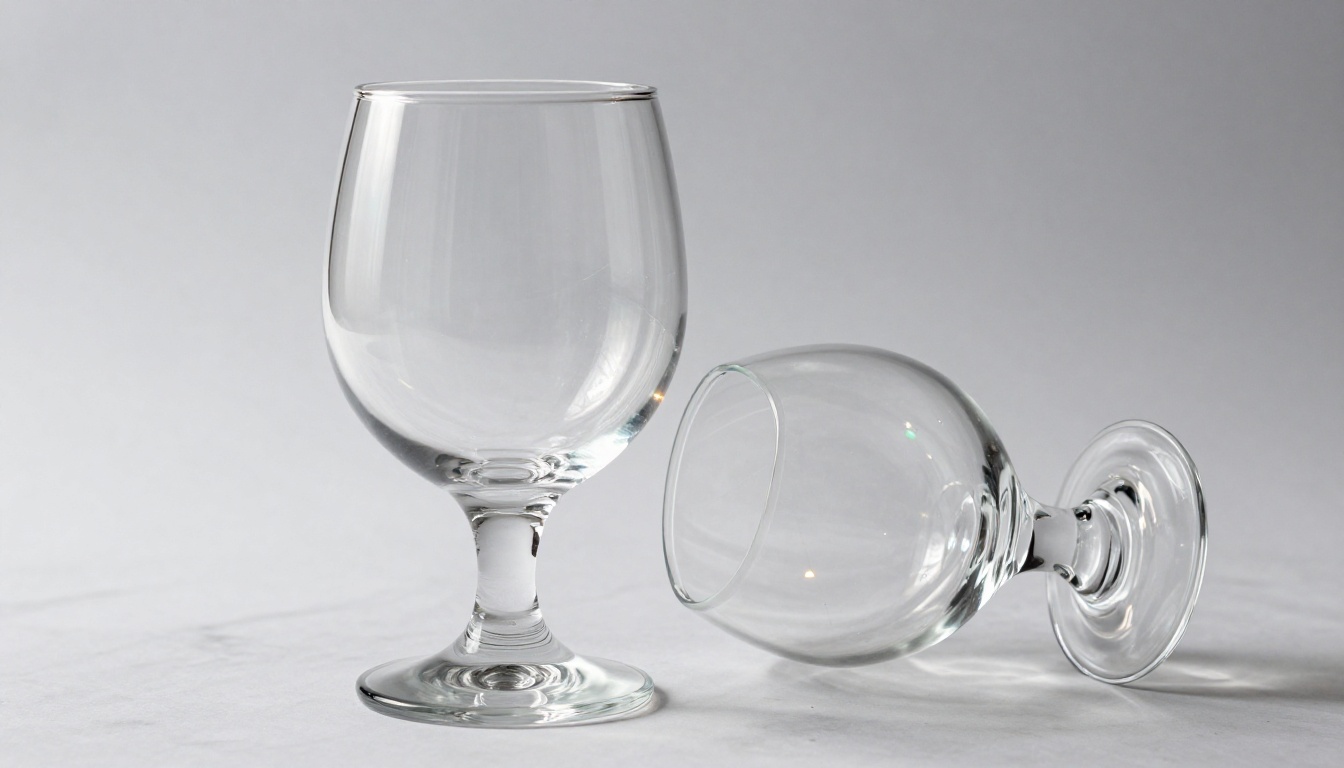 Crystal wine goblet showing transparent glass with light refraction and reflections
