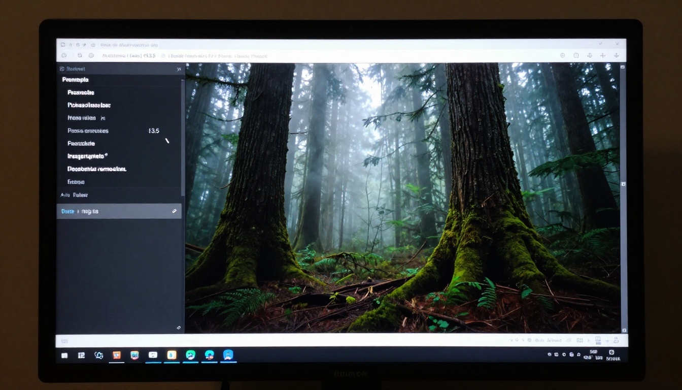 Prompt input split with forest video output on screen Prompt input split with forest video output on screen