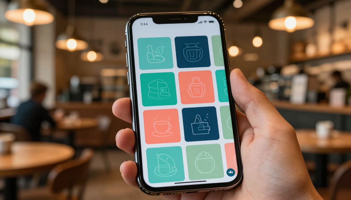 Smartphone screen showing a grid of AI-generated infographic thumbnails in various palettes