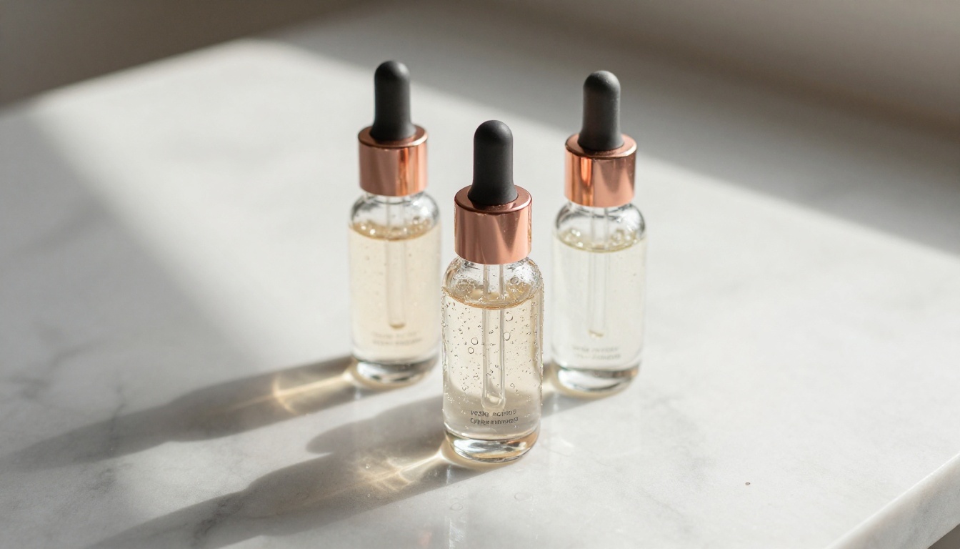Luxury skincare serum bottles on white marble, the type of clean product photography that animates exceptionally well with AI image-to-video models