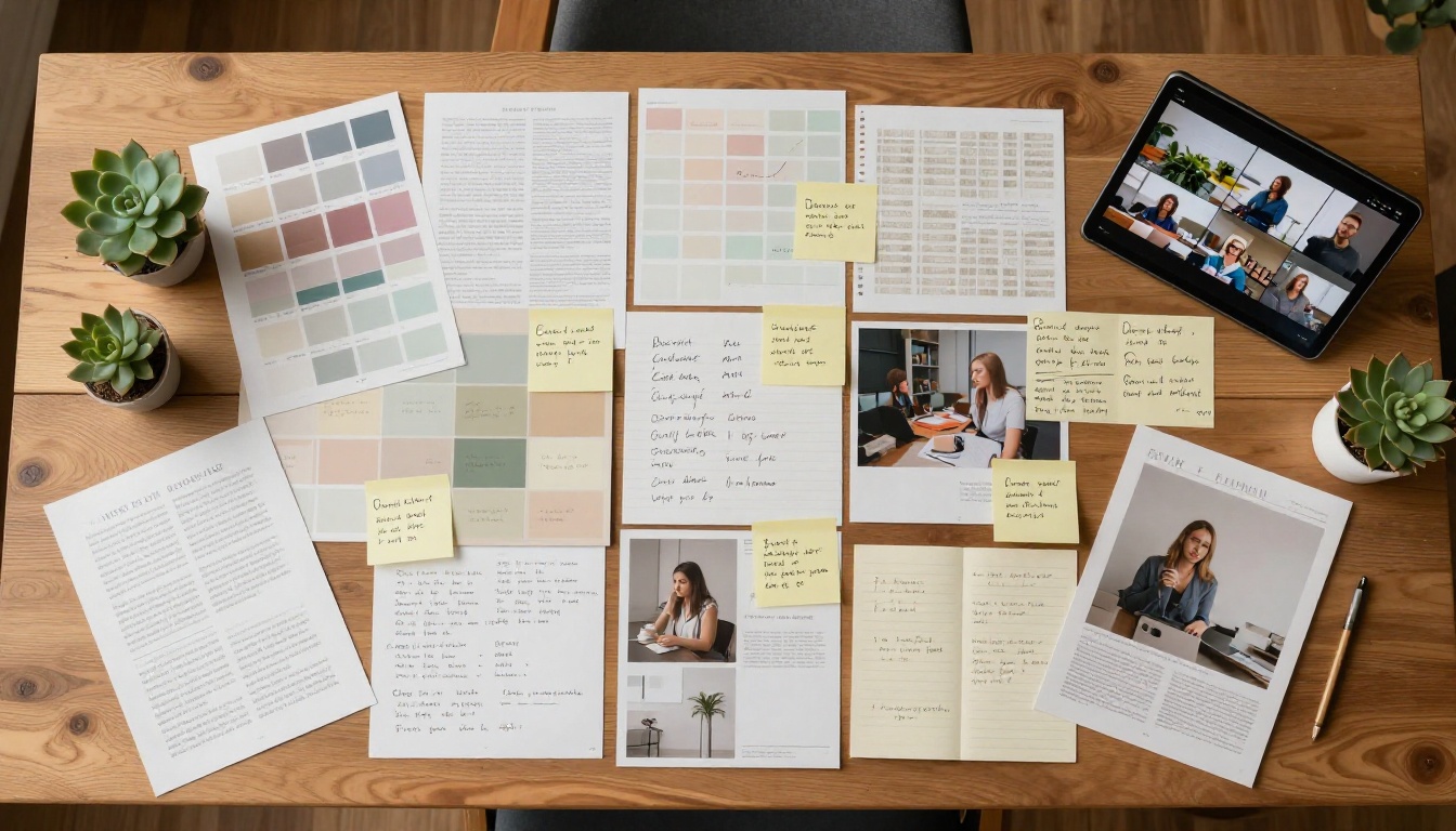 Creative director's mood board and visual planning layout