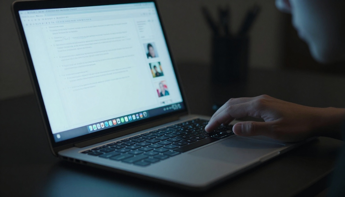 Text prompt interface on laptop for AI video generation