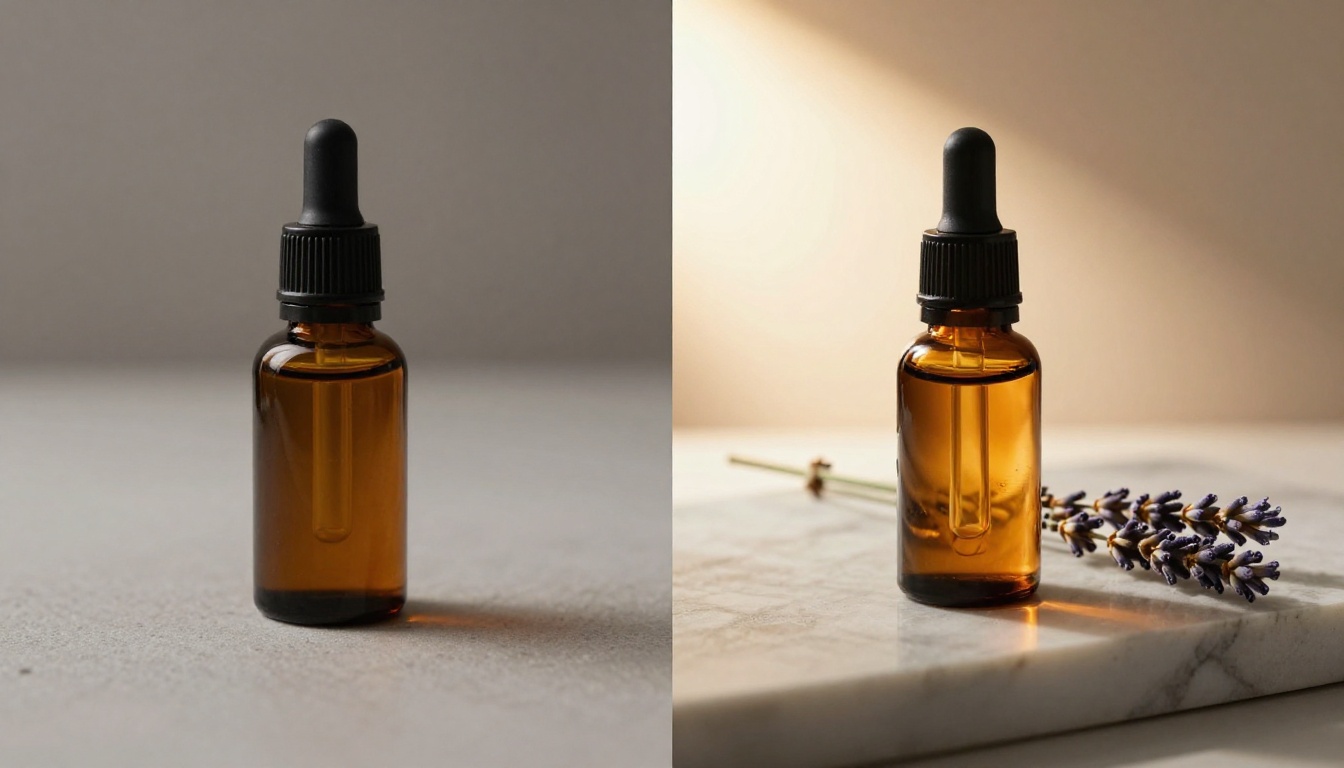 Before and after comparison showing the difference between a plain and styled product shot