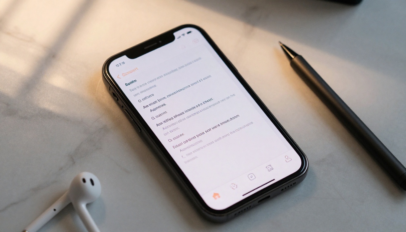 Script writing on smartphone with notes and AI content tools