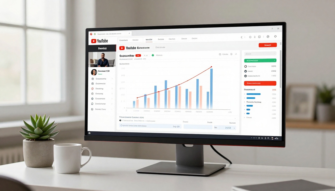 YouTube analytics dashboard showing subscriber and revenue growth