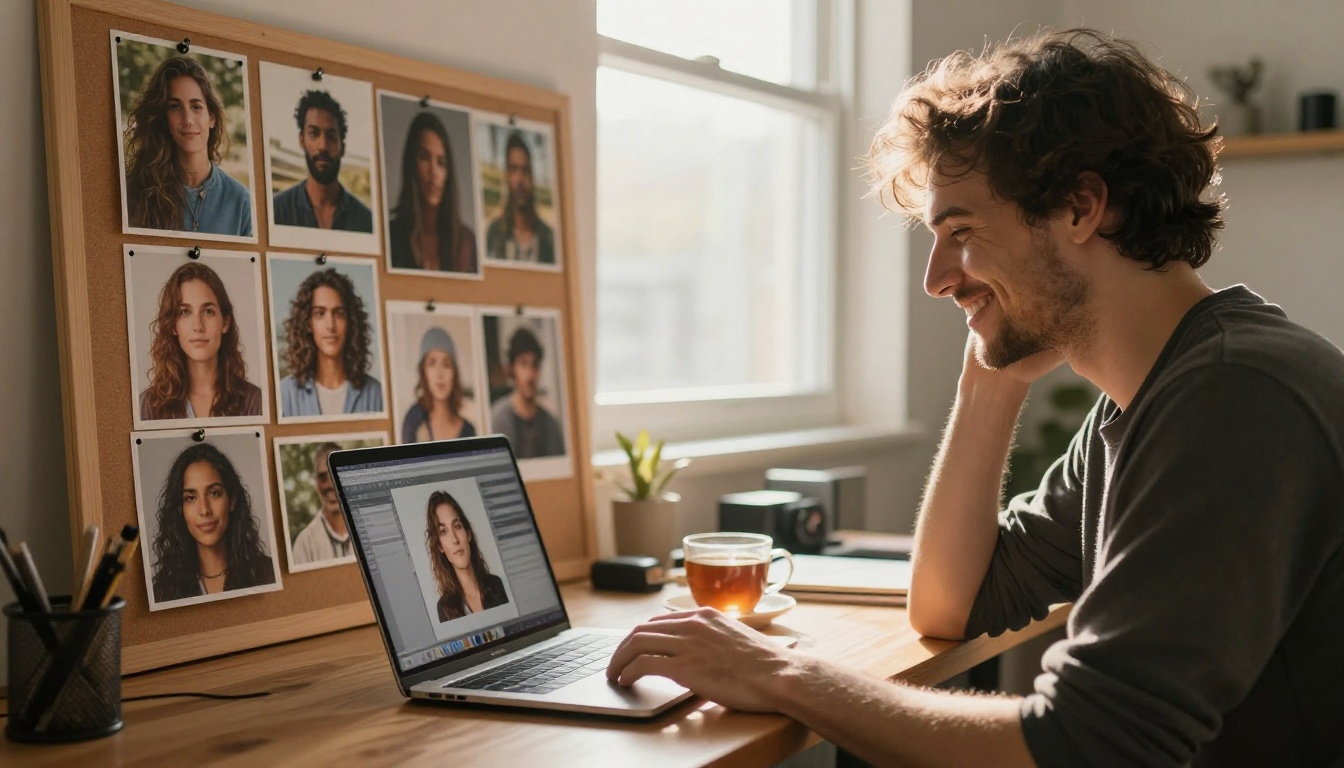 Solo content creator with mood board and consistent AI image series