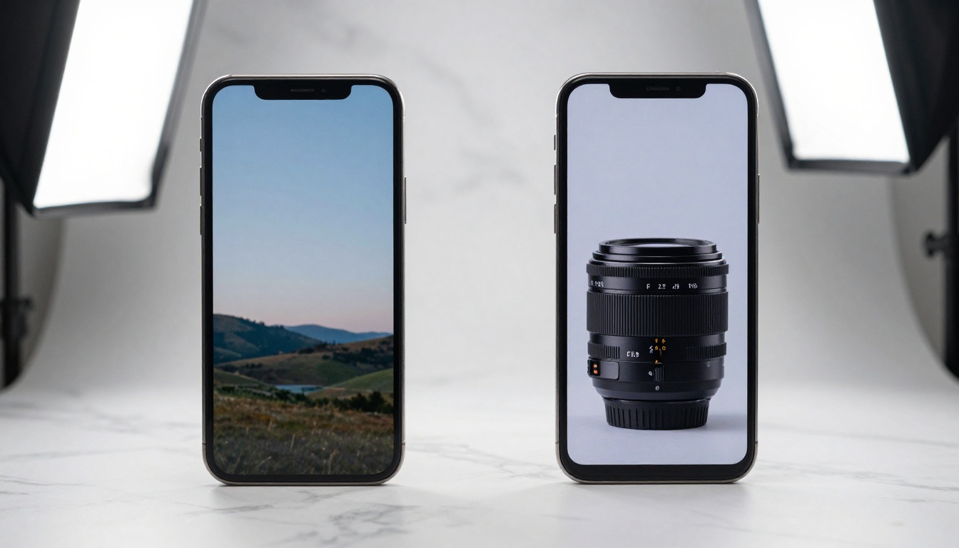 Two smartphones showing different AI-generated images for comparison