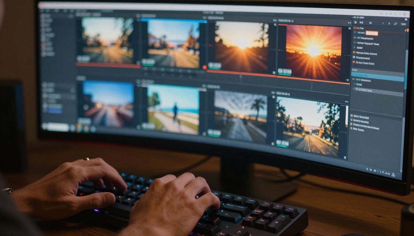 Video professional's hands on keyboard