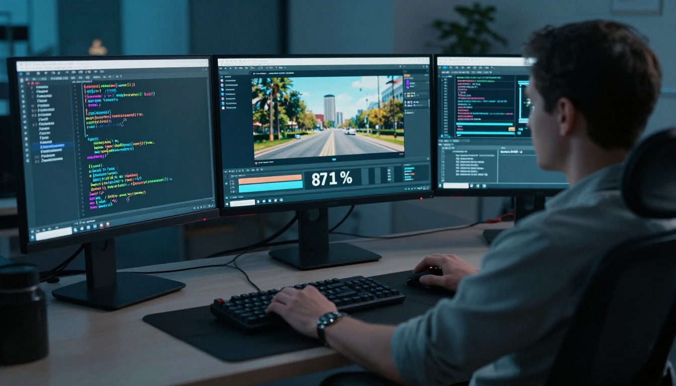 Developer workstation with multiple screens