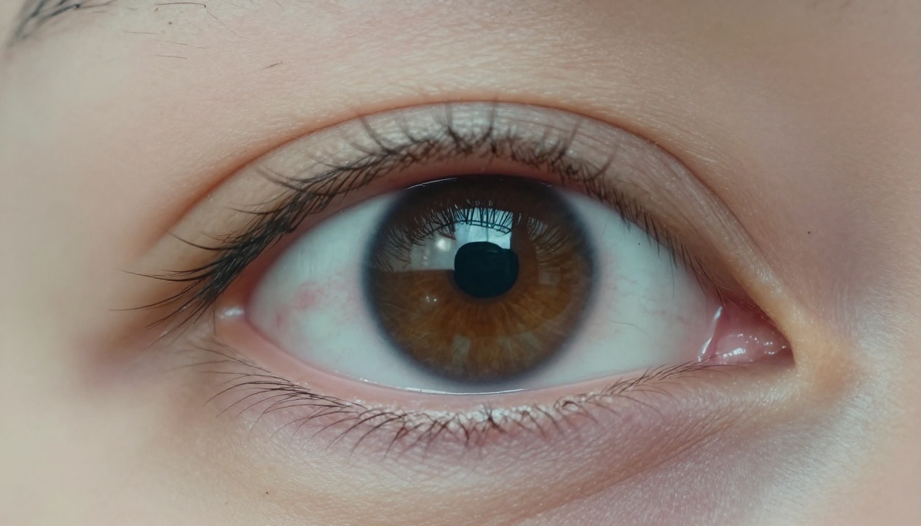 Close-up comparison of an AI-generated eye with hyper-symmetric iris patterns versus a natural human eye showing real asymmetry and vascular detail