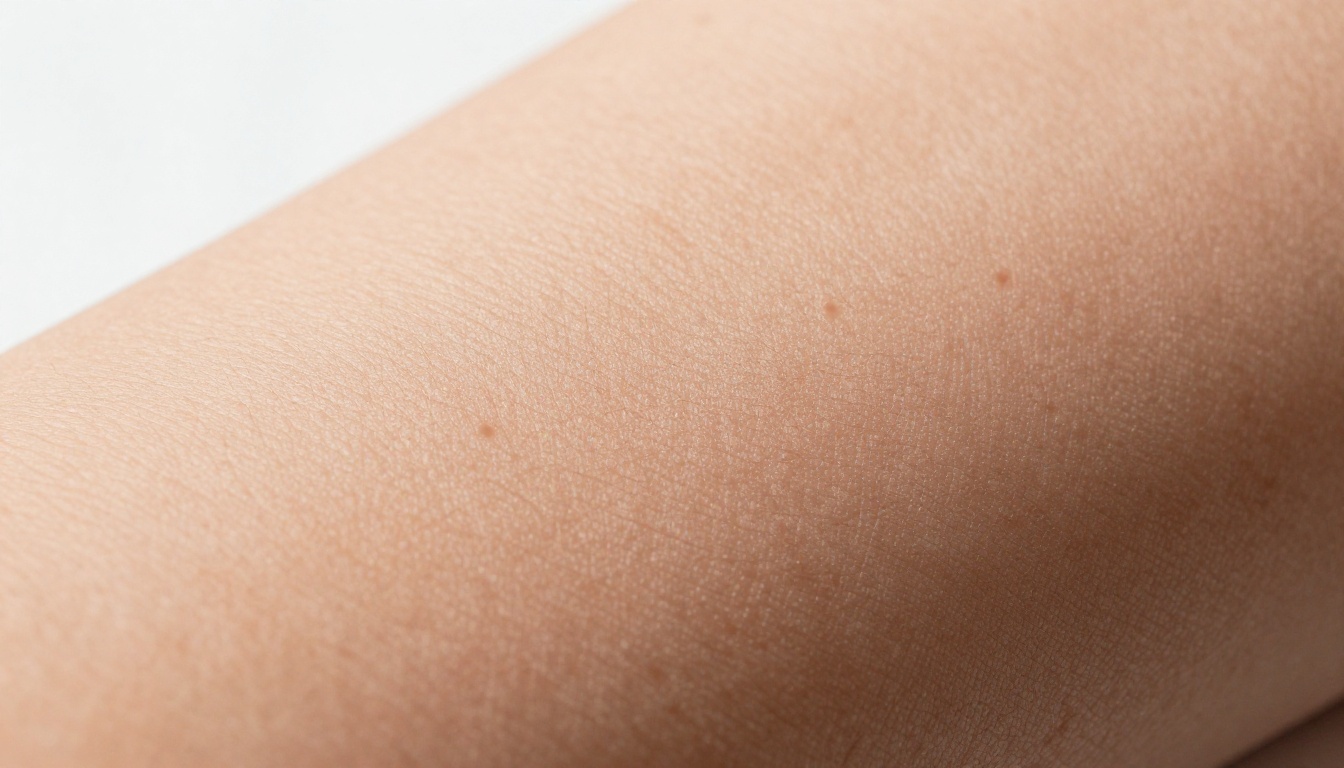 Extreme macro close-up of human skin showing individual pores, fine hair, and subsurface light response