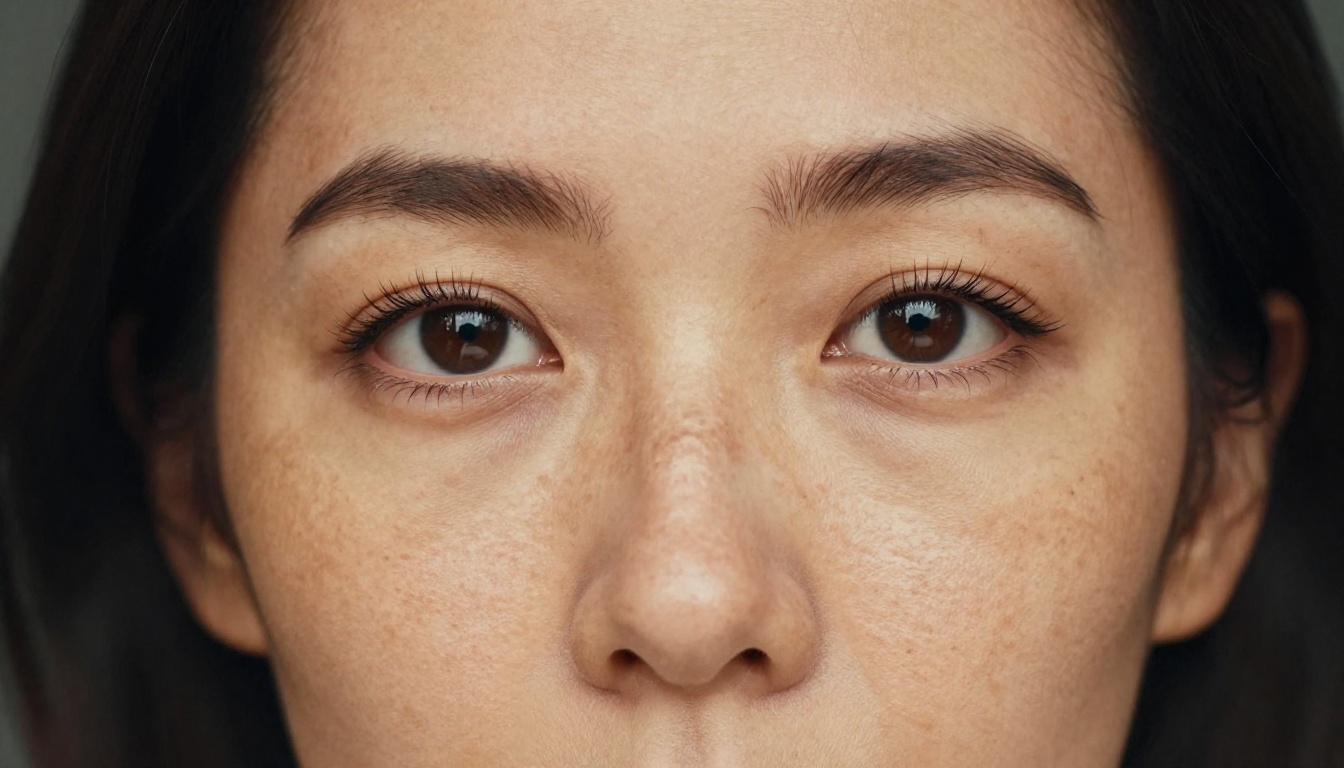 Extreme close-up portrait with razor-sharp focus on individual eyelashes, iris texture, and fine skin pores