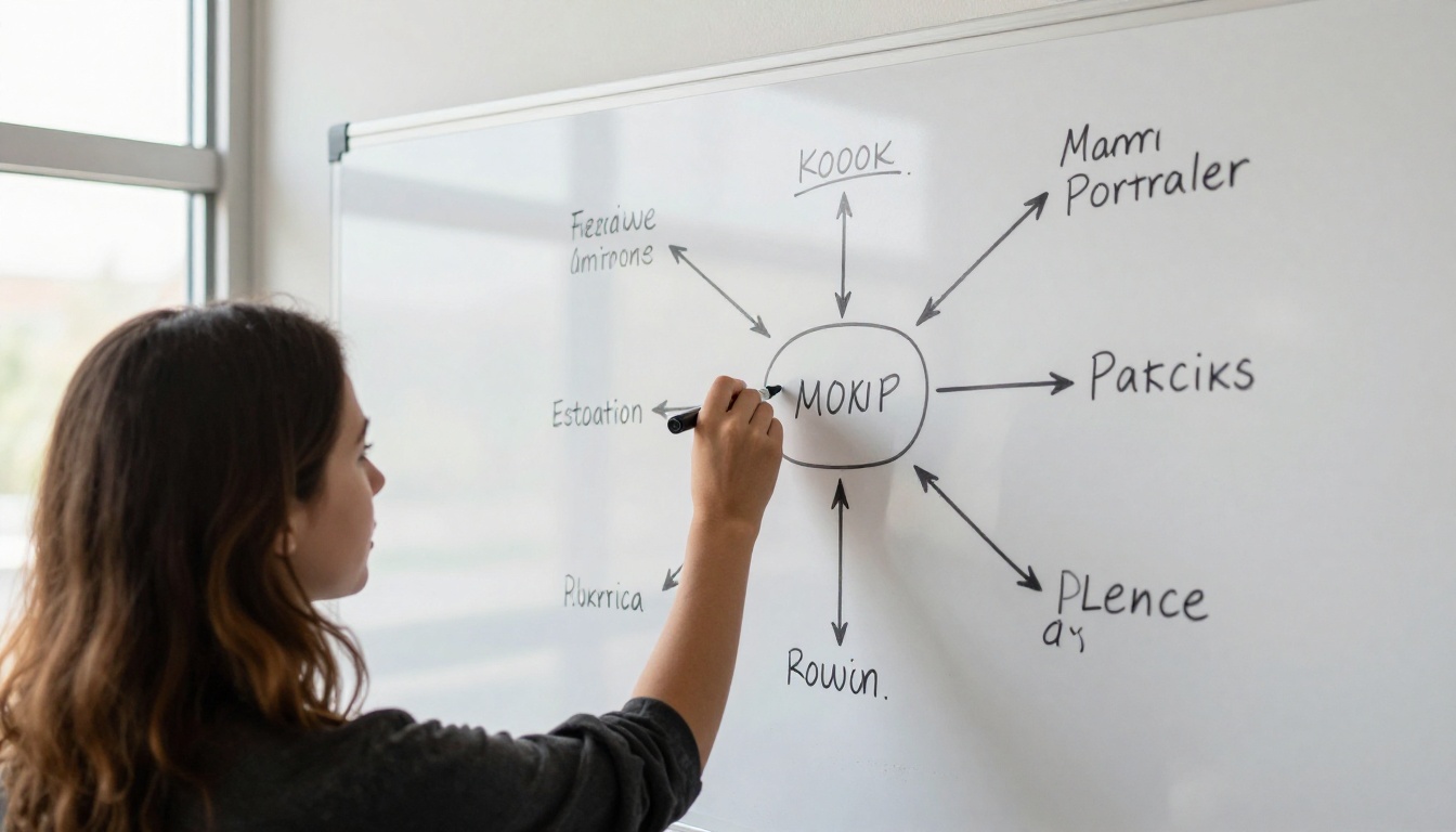 Video concept mind map on whiteboard