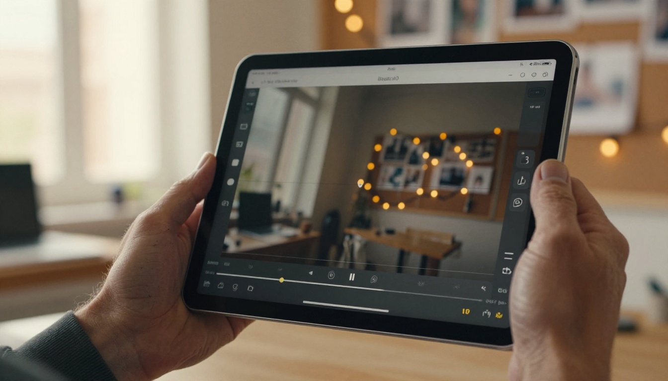 Reviewing AI video output on a tablet