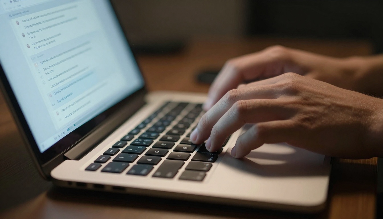 Close-up of hands typing a test prompt into an AI interface