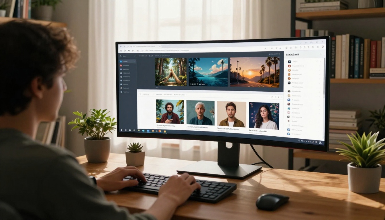 Person at home office with multiple AI tool browser tabs open for comparison