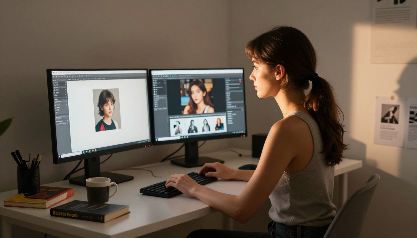 AI creative workspace showing model comparison workflow