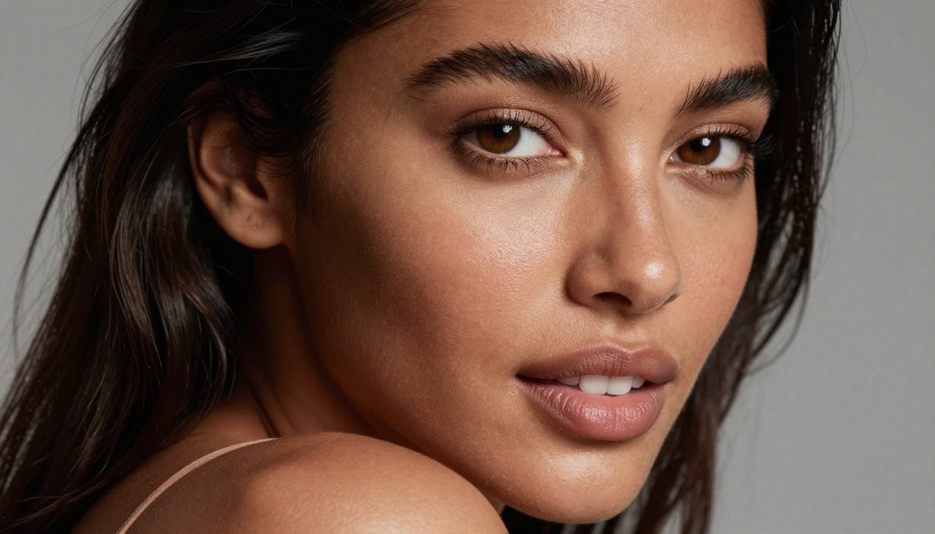 Close-up photorealistic AI portrait with natural skin texture detail