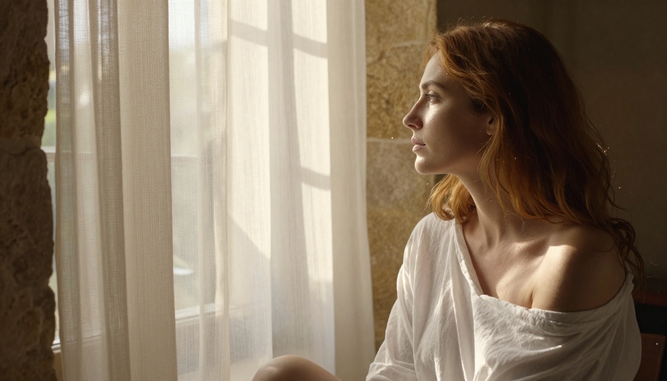 Artistic window portrait with morning light