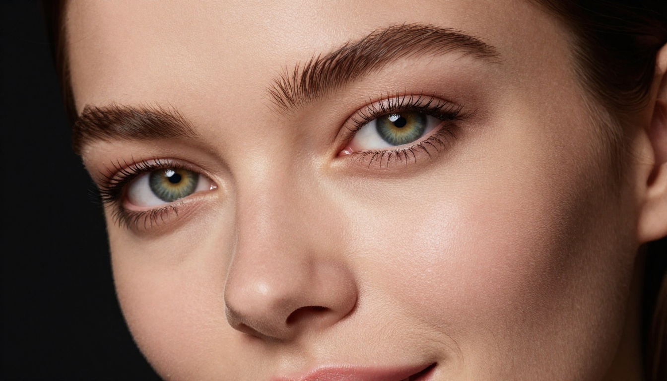 Close-up beauty portrait with Rembrandt lighting and photorealistic skin texture