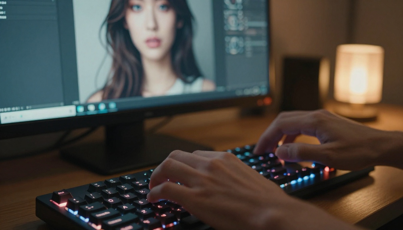 AI image generation interface on a professional workstation