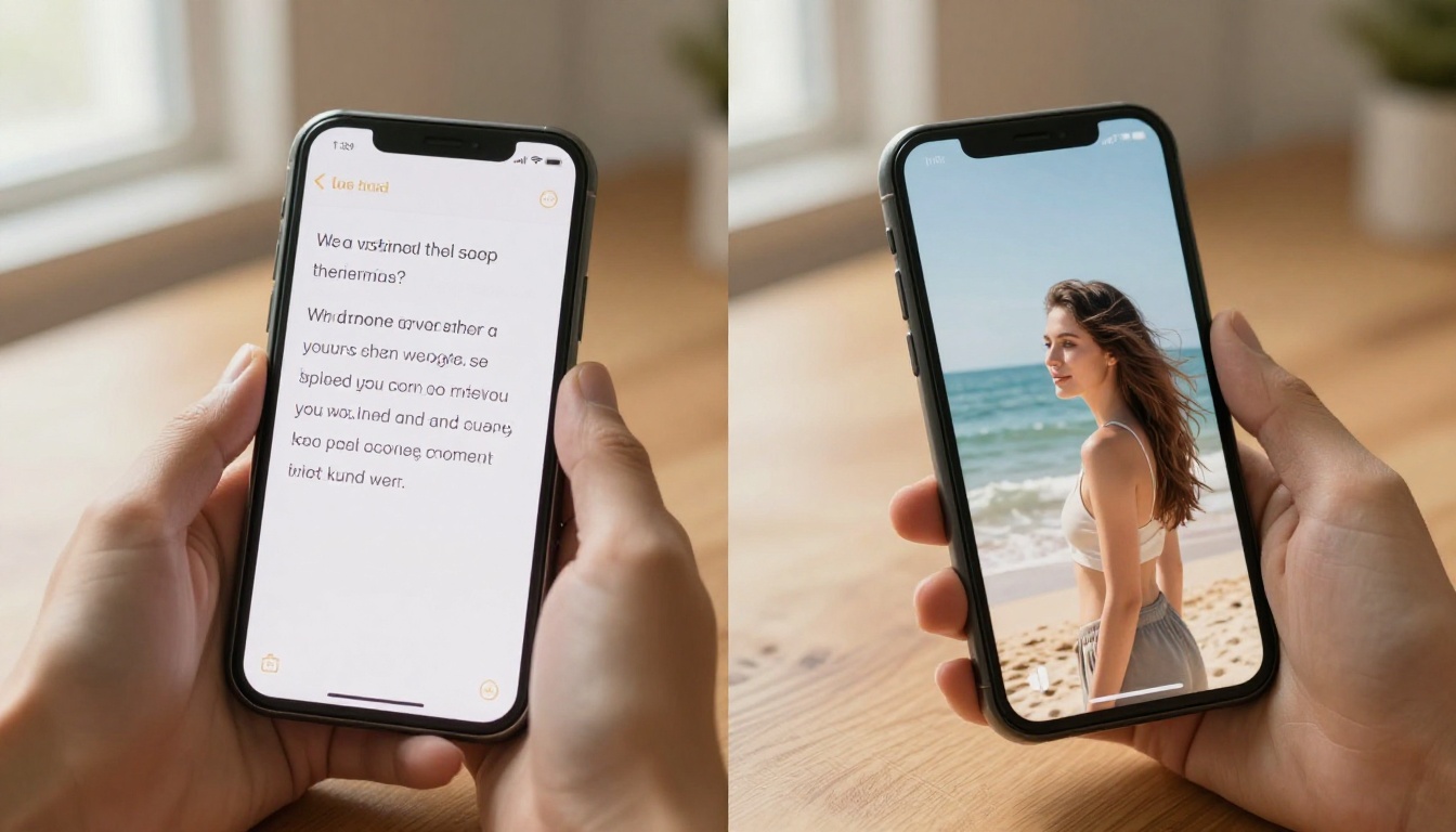 Smartphone showing AI video generation interface Smartphone showing AI video generation interface