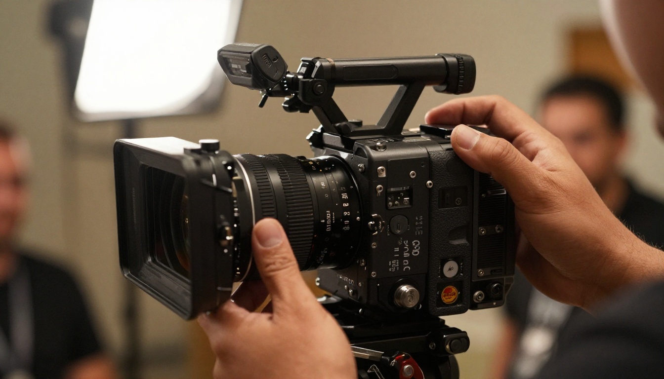 Cinema camera close-up on a professional movie set