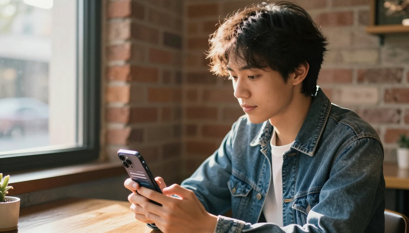 Content creator using AI video generation on mobile
