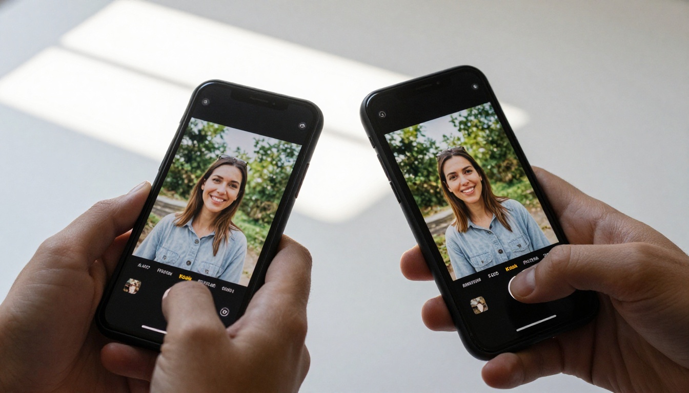 Two smartphones showing different AI video output quality Two smartphones showing different AI video output quality