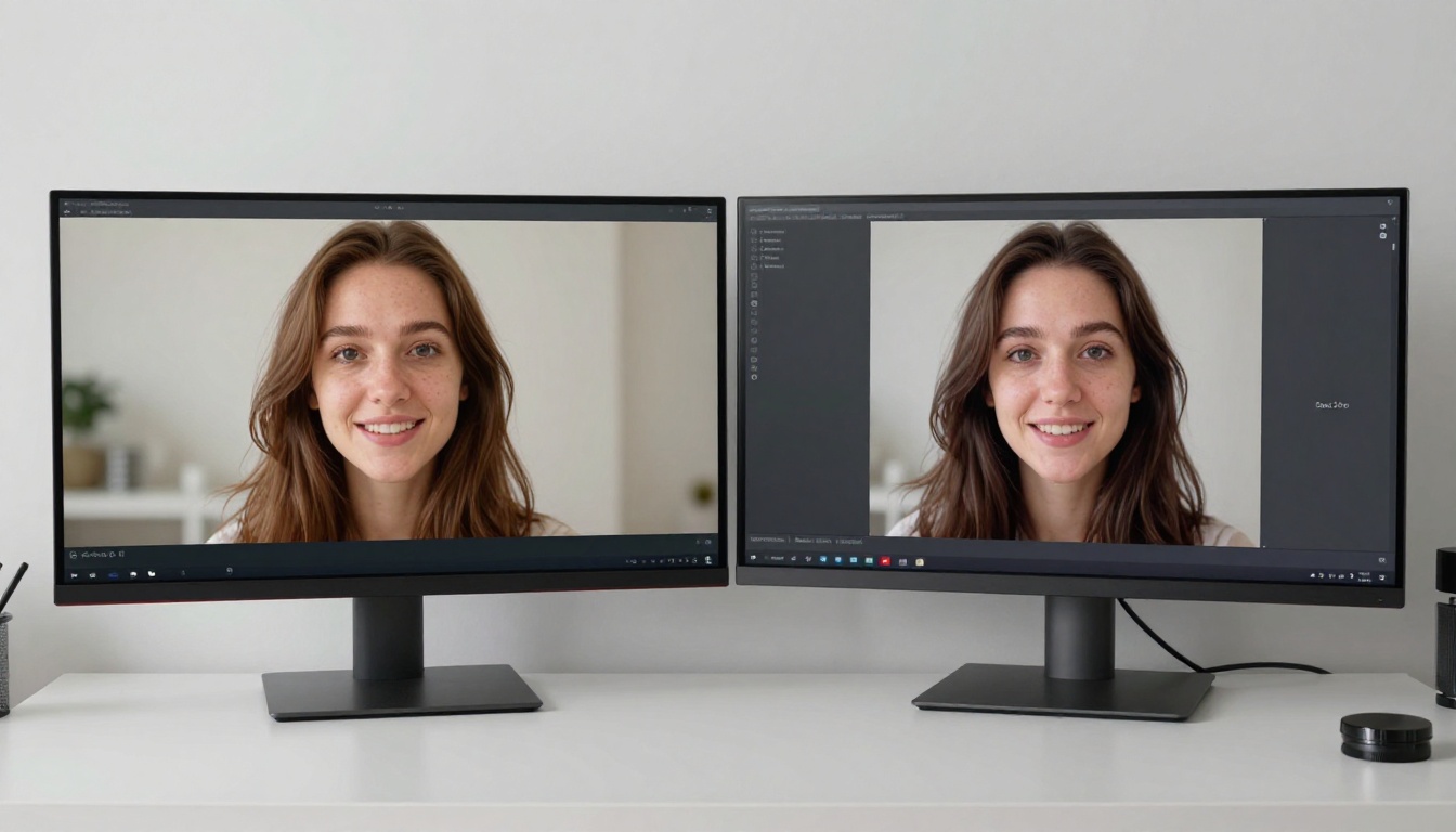 Side-by-side comparison display of two AI video model interfaces on a single wide monitor