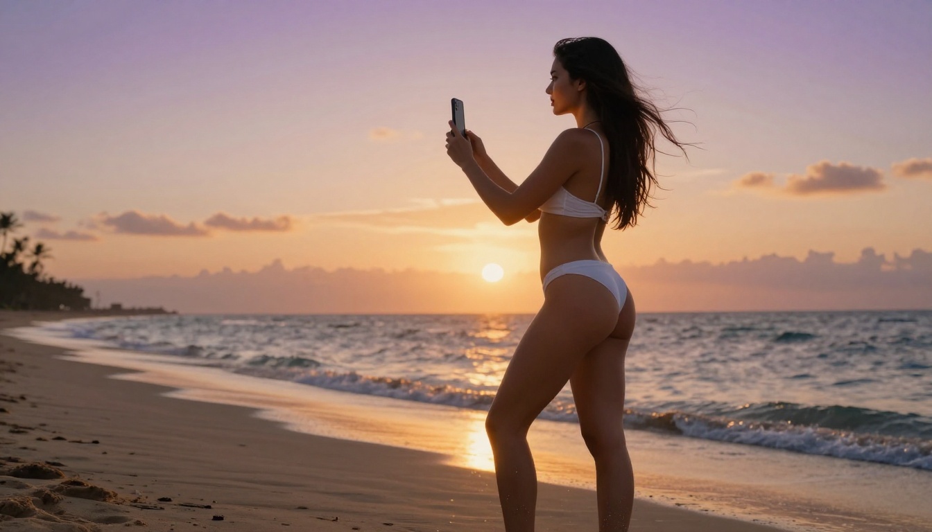 Woman holding smartphone in professional creative studio