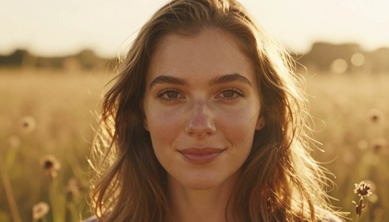Beautiful woman in golden meadow, backlit by setting sun, 135mm telephoto lens, bokeh, photorealistic Kodak Portra 400 Beautiful woman in golden meadow, backlit by setting sun, 135mm telephoto lens, bokeh, photorealistic Kodak Portra 400