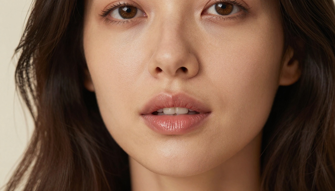 Upward gaze portrait showing detailed iris and skin micro-texture