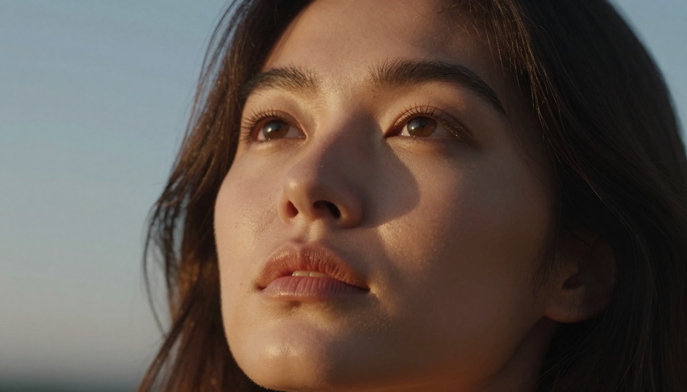 Low-angle confident portrait showing jaw detail and dramatic natural shadow